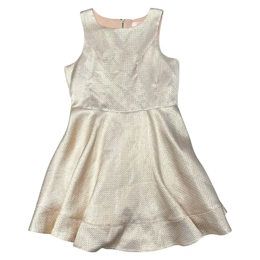 GB Girls Metallic Chevron Sleeveless Dress Pink 16